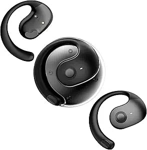 Xmenha Over The Ear Earbuds Open Ear Buds Headphones Over Ear Air Bone Conduction Earbuds Earphones Bone Conducting Air Bone Conduction Headphones Bluetooth Over-Ear Black
