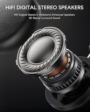 Wireless Bluetooth Headset with Microphone for Work, Bluetooth 5.3, Noise Reduction Mic with HD Voice, Hi-Fi Stereo Sound, Lightweight & Comfortable Design for PC, Laptop, Phone, Call Center, Home
