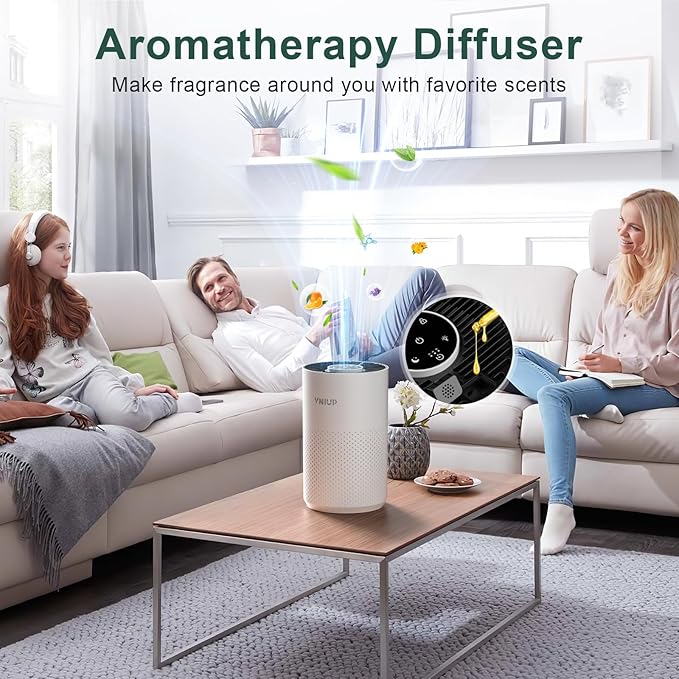 Air Purifiers for Home Bedroom up to 800 ft², VNIUP H14 True HEPA Air Filter Cleaner for Bedroom with Fragrance Function, with Sleep Mode& Light Mode Air Cleaner for Pet Dander Odor Dust Smoke