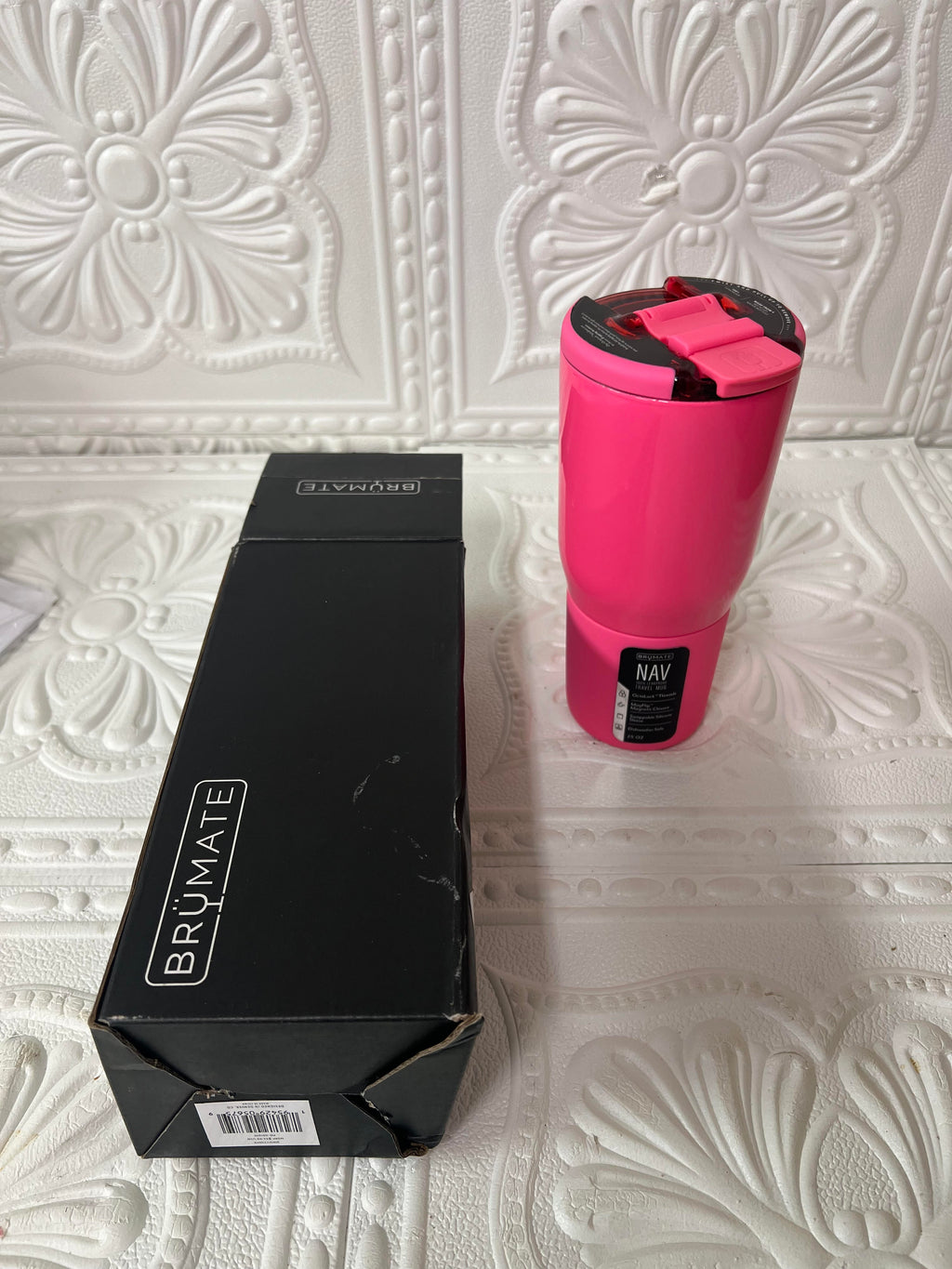 BrüMate Nav 25oz 100% Leak Proof Insulated Travel Tumbler with Magnetic BevLock™ Lid - Double Wall Cup-Holder Friendly Stainless Steel Mug (Neon Pink)